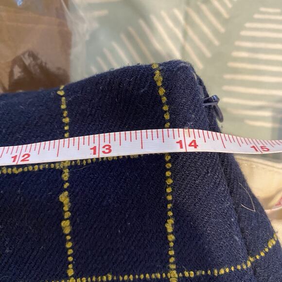 Ann Taylor LOFT A Line Skirt Fully Lined Navy Blue/Yellow Side Zipper Size 0 - Picture 5 of 6